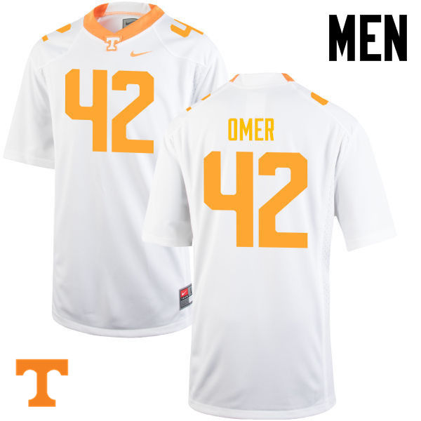 Men #42 Chip Omer Tennessee Volunteers College Football Jerseys-White - Click Image to Close